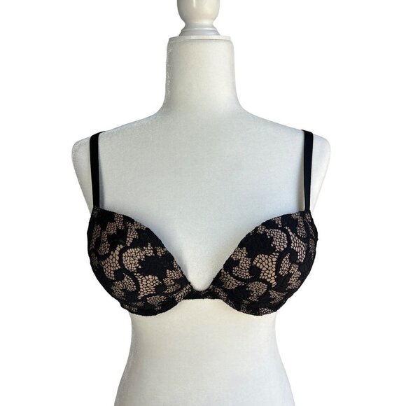 Wacoal Black Lace Overlay Padded Bra Size 34B - Picture 1 of 8